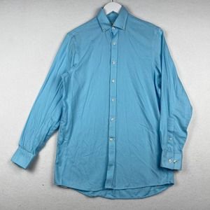 Michael Kors Men's Size 14.5 Blue Non Iron Long Sleeve Button Down Dress Shirt